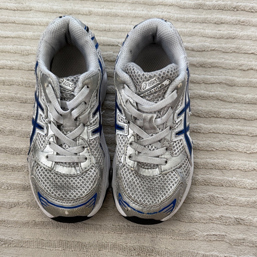 ASICS Kids Silver and Blue Athletic Sneakers